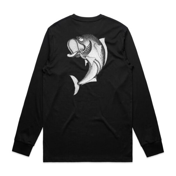 Grumpy Kingfish - White Logo Split Long-Sleeved Tee  Thumbnail