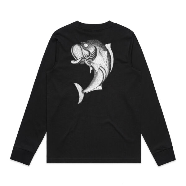 Grumpy Kingfish - White Logo Split Long-Sleeved Tee Thumbnail