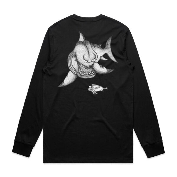 *NEW* Grumpy Shark - White Logo Split Long-Sleeved Tee  Thumbnail