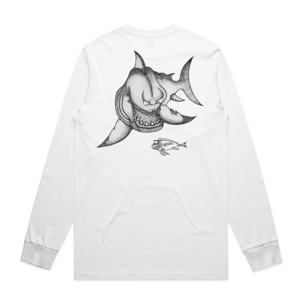 *NEW* Grumpy Shark - White Logo Split Long-Sleeved Tee  Thumbnail