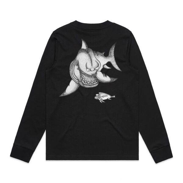 *NEW* Grumpy Shark - White Logo Split Long-Sleeved Tee  Thumbnail