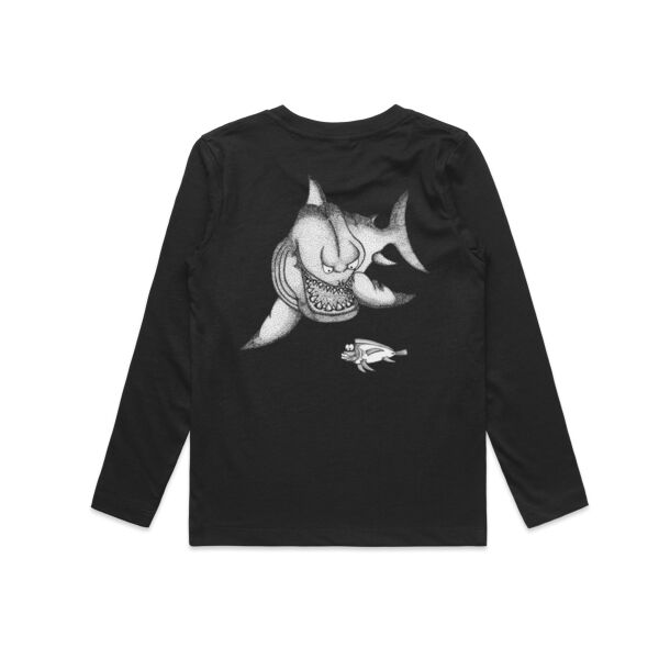 *NEW* Grumpy Shark- White Logo Split Long-Sleeved Tee  Thumbnail