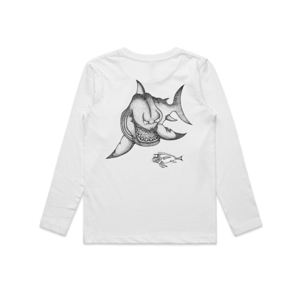 *NEW* Grumpy Shark - White Logo Split Long-Sleeved Tee  Thumbnail